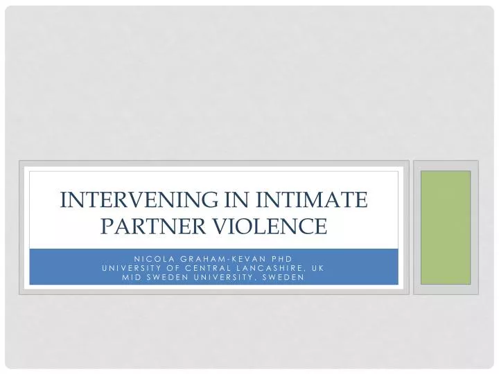 intervening in intimate partner violence