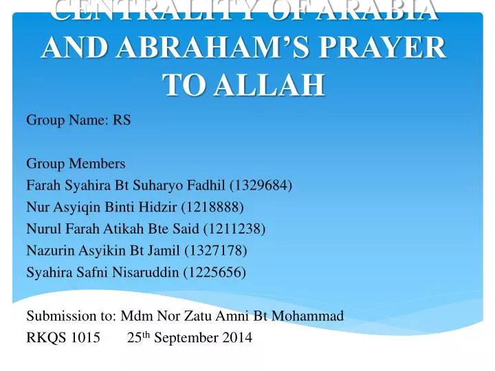 centrality of arabia and abraham s prayer to allah