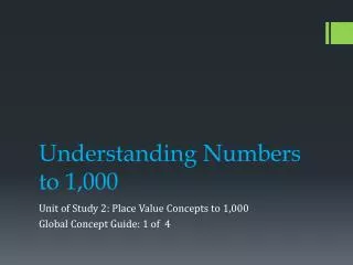 Understanding Numbers to 1,000