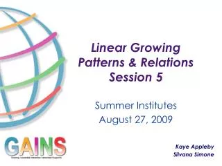Linear Growing Patterns &amp; Relations Session 5