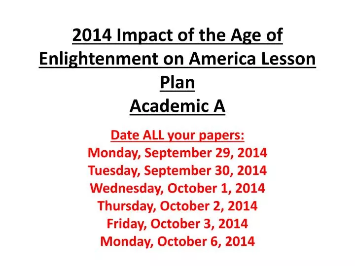 2014 impact of the age of enlightenment on america lesson plan academic a