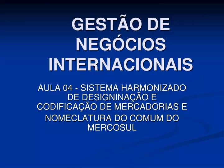 gest o de neg cios internacionais