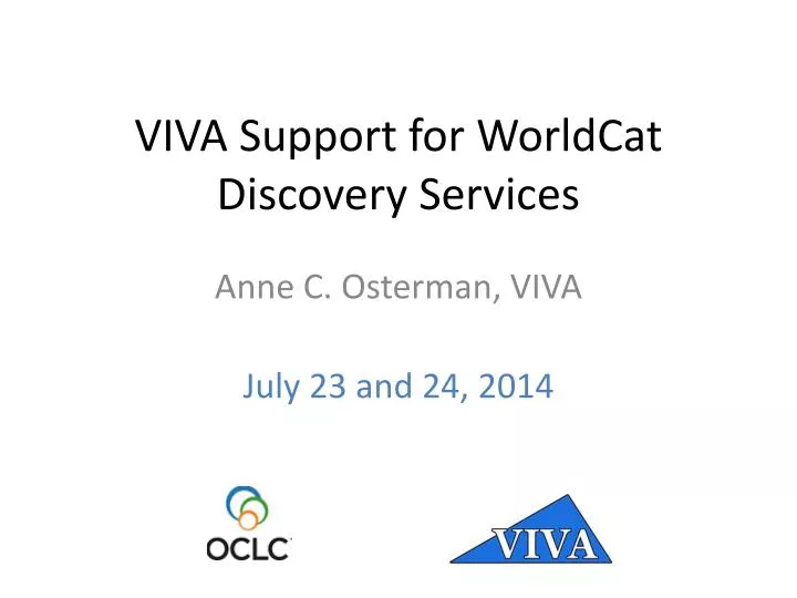 viva support for worldcat discovery services