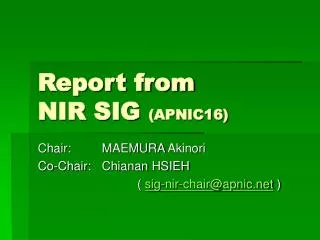 Report from NIR SIG (APNIC16)