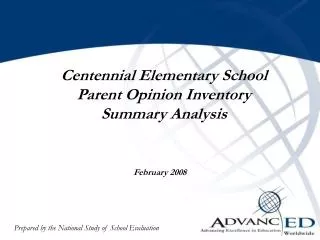 Ocean City Public Schools Parent Opinion Inventory Summary Analysis