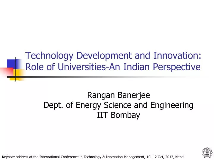 technology development and innovation role of universities an indian perspective