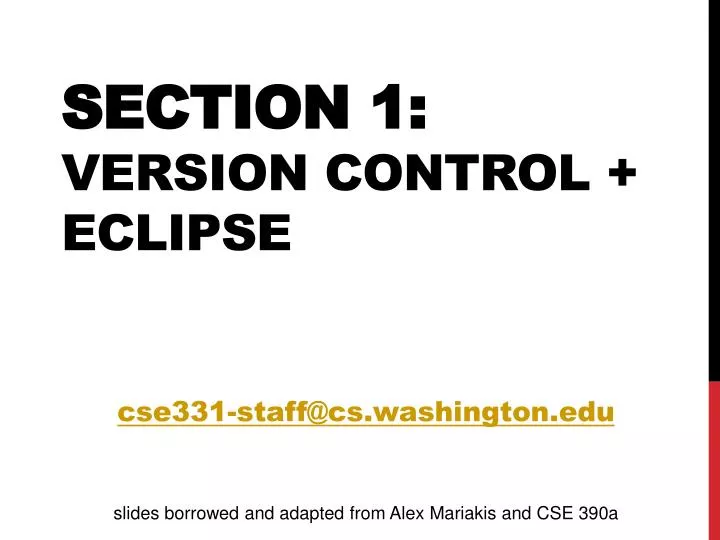 section 1 version control eclipse