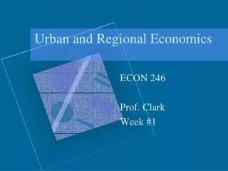 Urban and Regional Economics