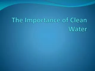 The Importance of Clean Water