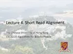 Lecture 4. Short Read Alignment - slide 1