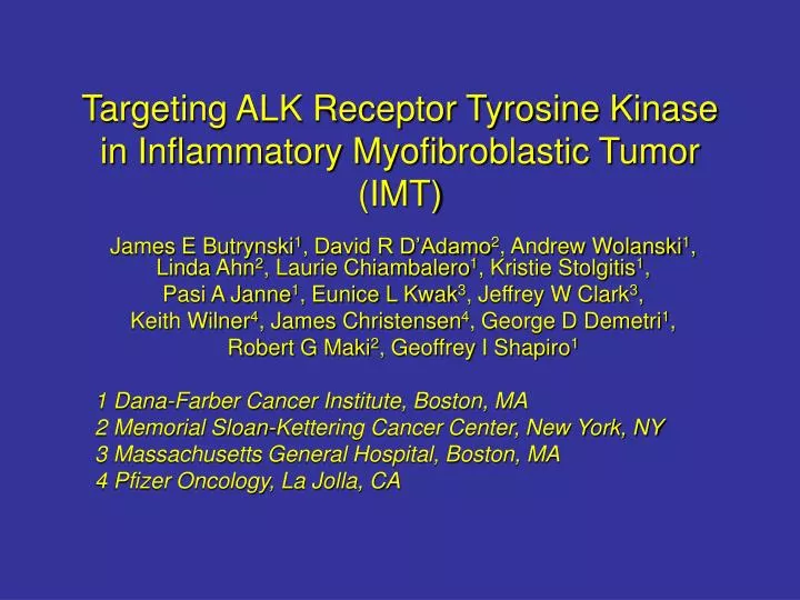 targeting alk receptor tyrosine kinase in inflammatory myofibroblastic tumor imt