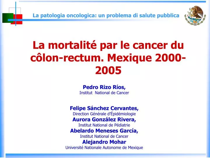 la mortalit par le cancer du c lon rectum mexique 2000 2005