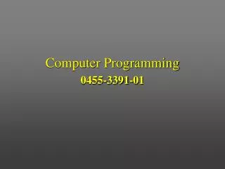 Computer Programming 0455-3391-01