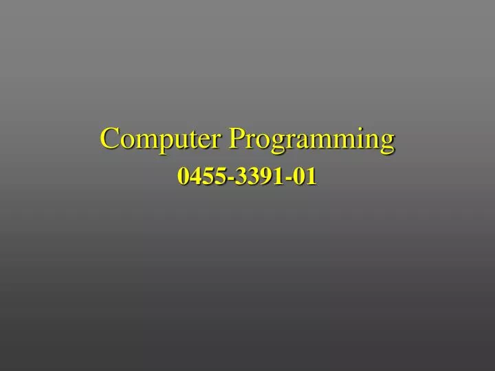 computer programming 0455 3391 01