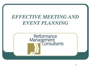 EFFECTIVE MEETING AND EVENT PLANNING