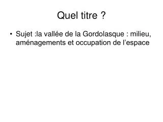 quel titre