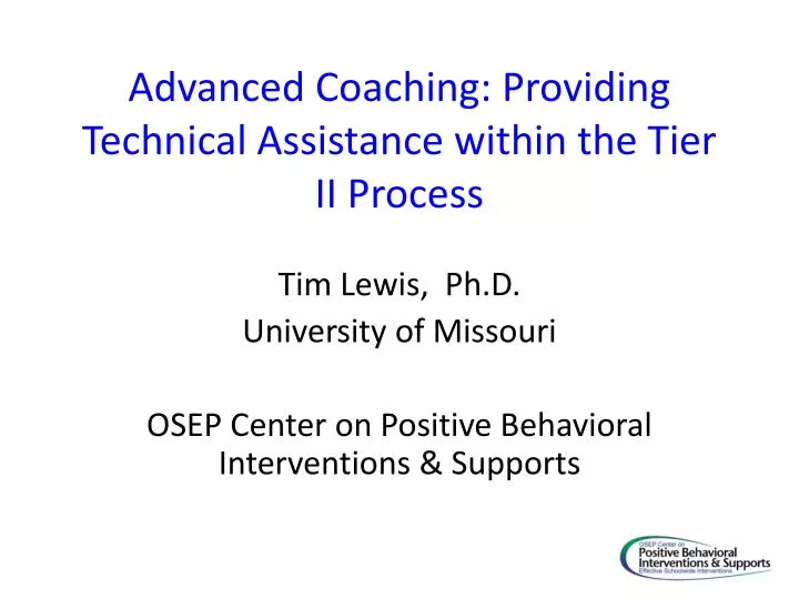 advanced coaching providing technical assistance within the tier ii process