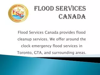 Flood Cleanup Services in Toronto by Food Services Canada