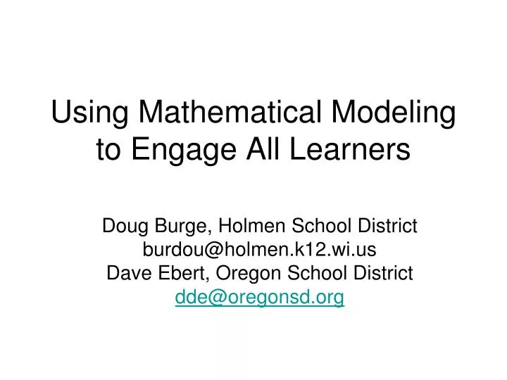 using mathematical modeling to engage all learners
