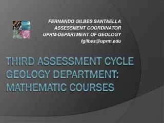 T hird Assessment cycle geology department: mathematic courses