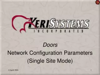 Doors Network Configuration Parameters (Single Site Mode)