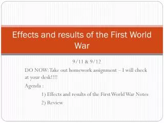 Effects and results of the First World War