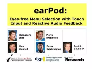 earPod : Eyes-free Menu Selection with Touch Input and Reactive Audio Feedback