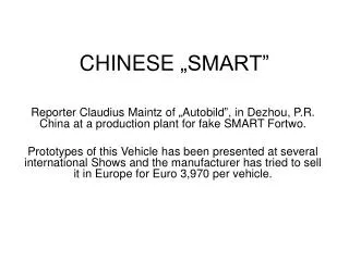 CHINE SE „SMART”