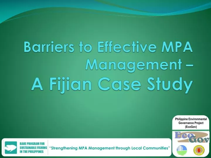 barriers to effective mpa management a fijian case study