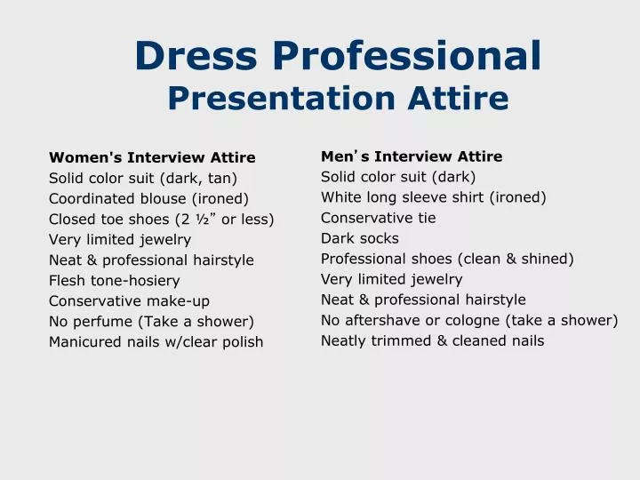 dress professional presentation attire