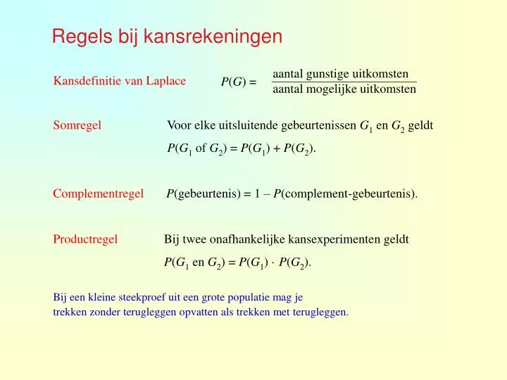 regels bij kansrekeningen