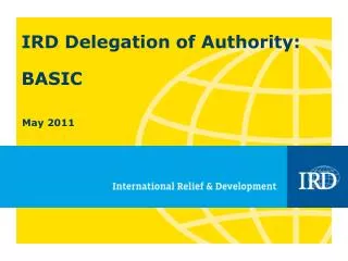 IRD Delegation of Authority: BASIC