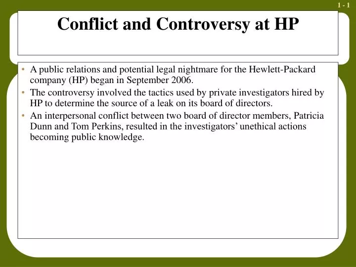 conflict and controversy at hp