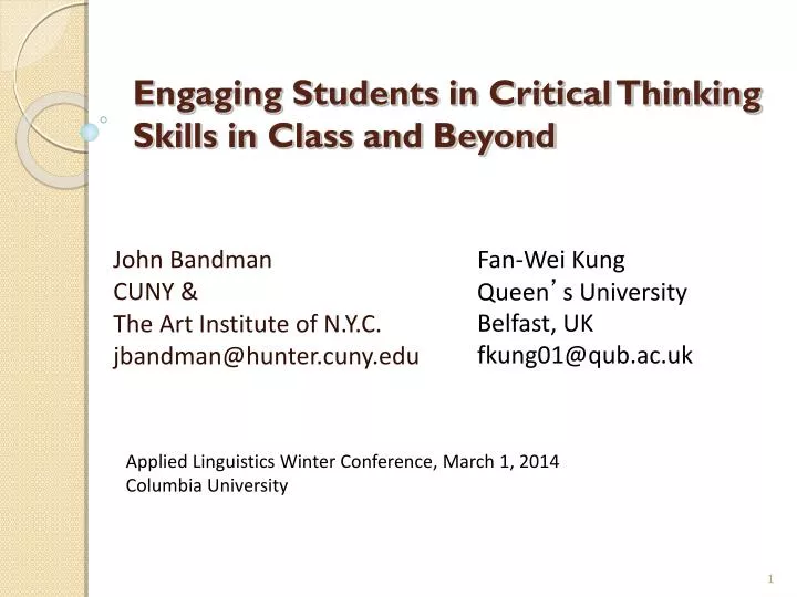 engaging students in critical thinking skills in class and beyond