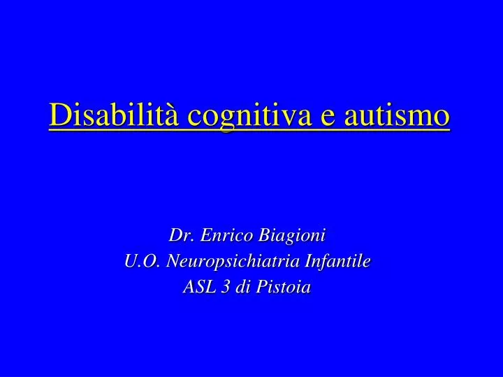 disabilit cognitiva e autismo