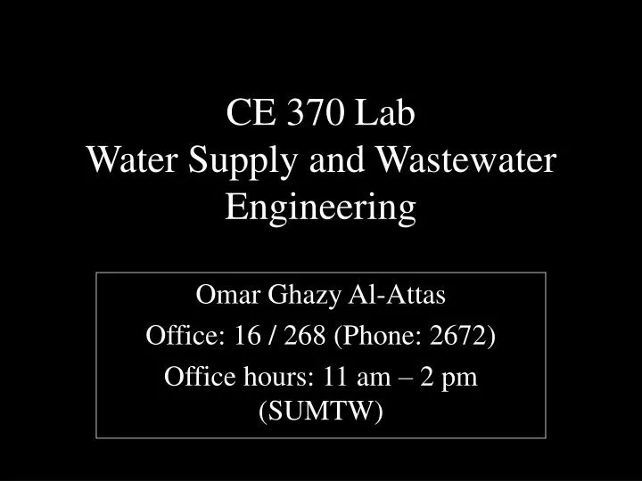 ce 370 lab water supply and wastewater engineering