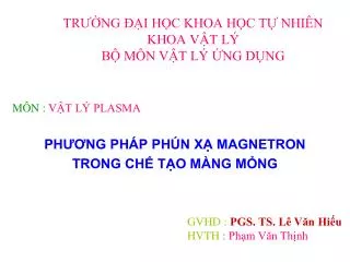 tr ng i h c khoa h c t nhi n khoa v t l b m n v t l ng d ng