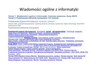 wiadomo ci og lne z informatyki