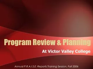 Program Review &amp; Planning