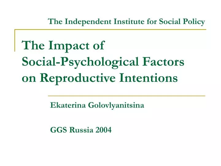 the impact of social psychological factors on reproductive intentions