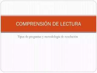 comprensi n de lectura
