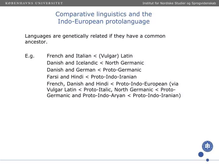 comparative linguistics and the indo european protolanguage