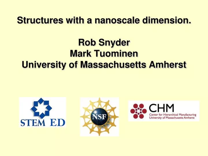 structures with a nanoscale dimension rob snyder mark tuominen university of massachusetts amherst