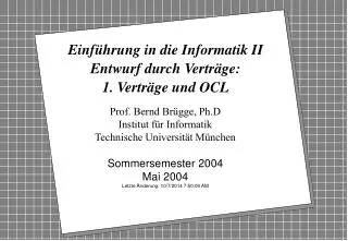 einf hrung in die informatik ii entwurf durch vertr ge 1 vertr ge und ocl