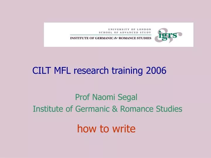 cilt mfl research training 2006