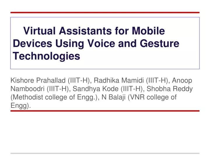 virtual assistants for mobile devices using voice and gesture technologies