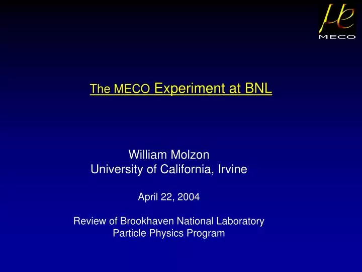 the meco experiment at bnl