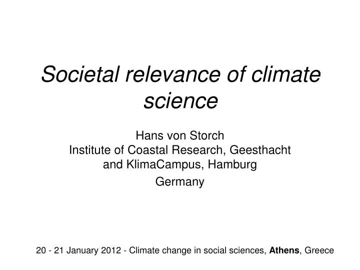 societal relevance of climate science