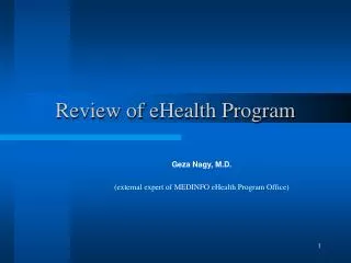 Review of eHealth Program