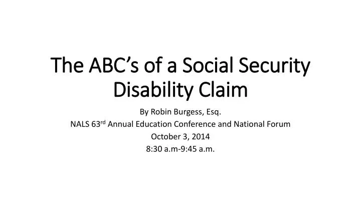 the abc s of a social security disability claim